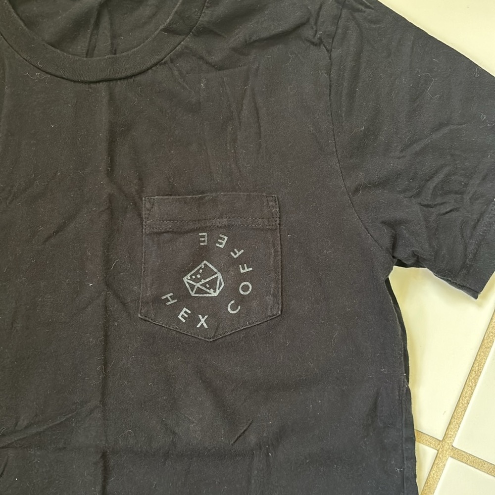 Hex Coffee Black T-Shirt Front Pocket Size Small